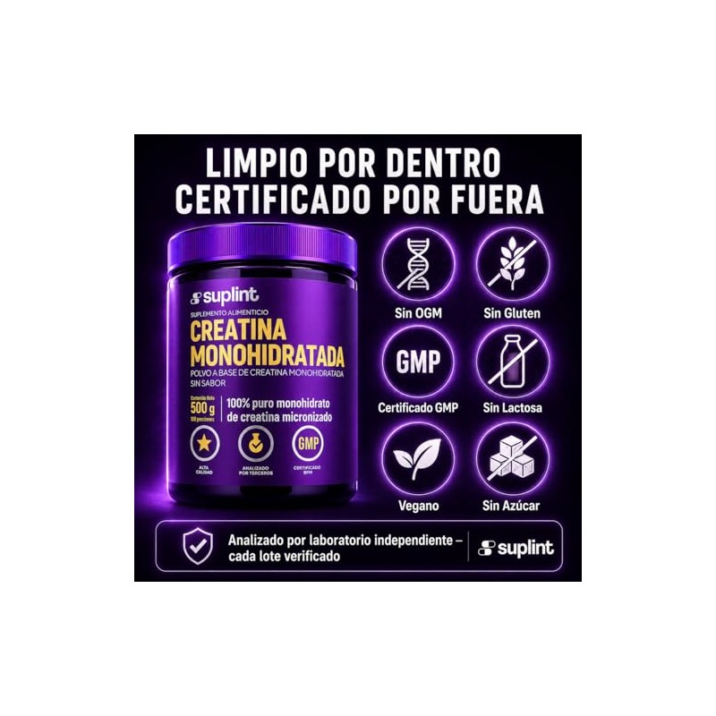 Creatina Monohidratada Micronizada 200 Mesh Suplemento Deportivo Polvo 500 100