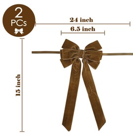 AIMUDI Hunter Green Velvet Bows 6.5" x 15" Christmas Bows for Gift Wrapping Velvet Bows for Christmas Tree, Holiday Crafts, Wreath, Garland, Staircase, Home Outdoor Winter Christmas Decorations, 2 PCs
