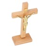 Crucifix Table Cross Hand Crafted Light Brown Durable Beech Metal