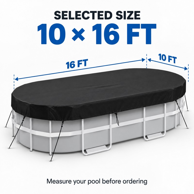 10 x 16 Ft Waterproof Above Ground Pool Cover, 210D