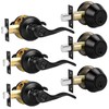 Probrico Front Door Handle and Double Cylinder Deadbolt Set, Black