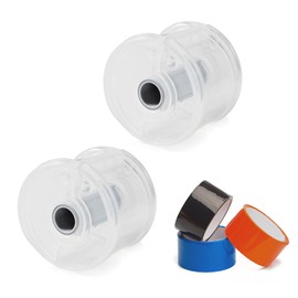 Coollooda Tape Cutter Roll, Roll Tape Storage Box, Roll Tape Holder, Roll Label Holder, Transparent, Round, Convenient, Multi-functional, Easy to Cut, Handy Type, Reusable, Notebook, Crafts, Washi,