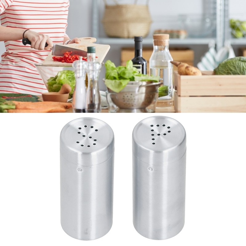 2pcs Spice Jar Stainless Steel Seasoning Bottle Salt and Pepper