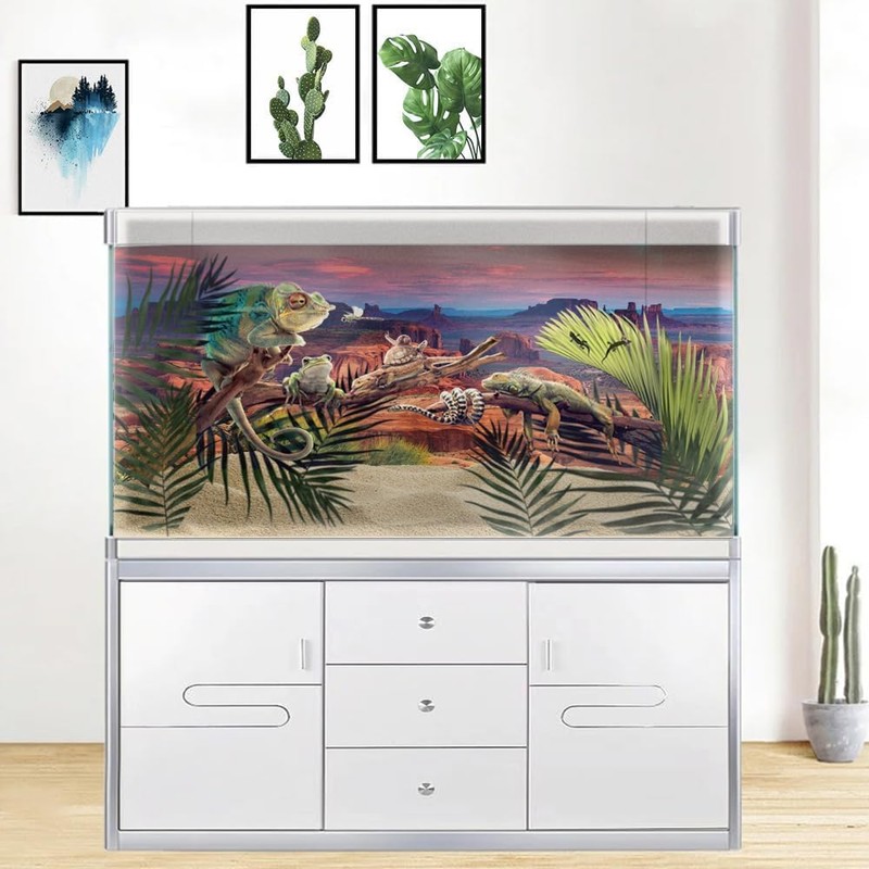 BATRUG 30X12IN Desert Loess Rock Cactus Oasis Reptile Habitat Background,