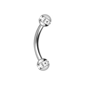PIERCINGLINE Titanium Banana | 2 Epoxy Ring Balls | Curved Piercing Bar for Eyebrow, Ear, Lip, Genital Chest | Choice of Sizes, Titanium