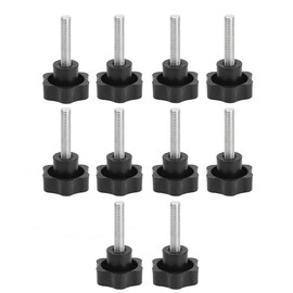 Plastic Star Shape Hex Head Screw Bolt Clamping Knob Handle, M4 x 12mm Male Clamping Thread Screw Bolt, Black, 10 Pcs