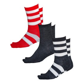 vitsocks Women's MERINO Wool Everyday Fine Warm Socks (3 PAIRS) Soft Breathable Comfortable, 3-pack: solid & stripes black grey white red, 6-8