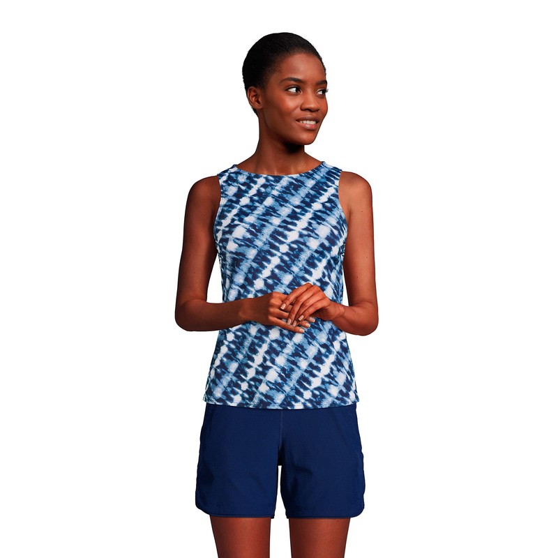 Lands' End Traje de baño de cuello alto UPF 50
