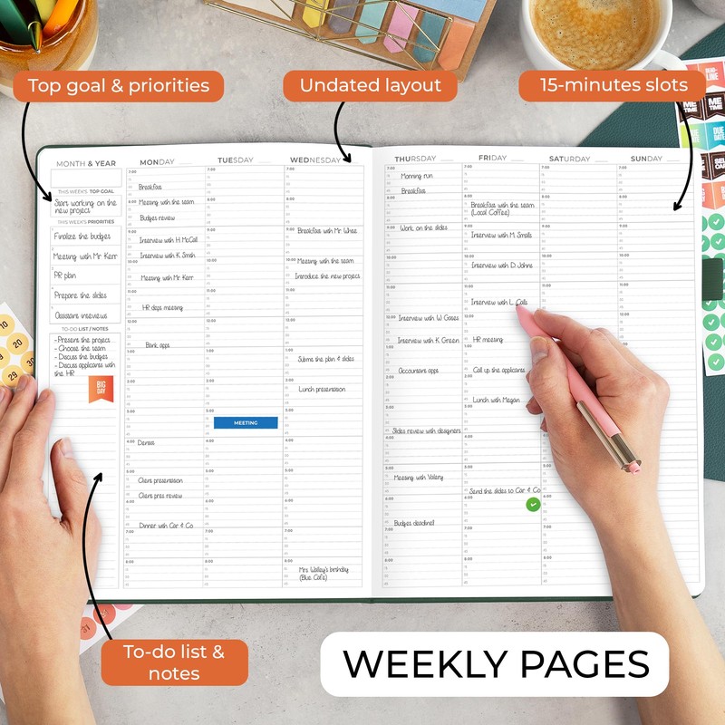Clever Fox Appointment Book – Hourly Schedule Planner with 15-Minute