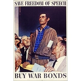 History Galore 24"x36" Gallery Poster, Save Freedom of Speech buy war bonds, by norman rockwell 1941