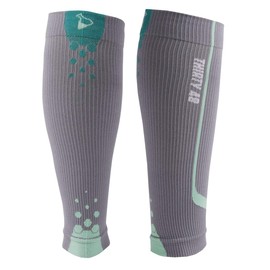 Thirty48 - "The Sock Geeks", Cp Series Calf/Shin Splint Guard Graduated Compression Sleeves-Sock; 1 Pair,Gray/Green ,Small