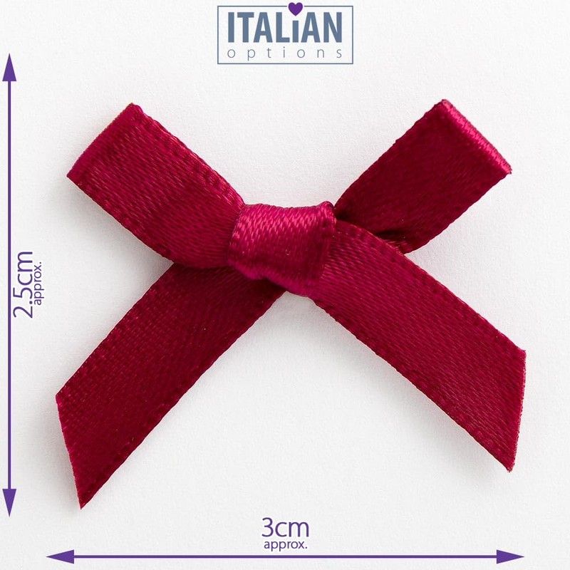 Italian Options Satin Craft Bows 100-Piece Pack, 3 cm Bow