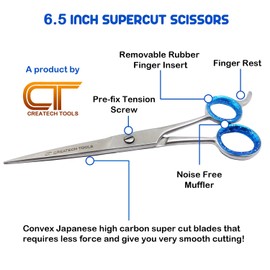 Pack of 2 Hair Cutting Scissors Set – 6.5” Straight and Thinning Scissors Shears with PVC Pouch