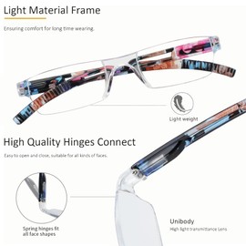 LAMBBAA 2 Pack Reading Glasses, Blue Light Blocking Computer Reading Glasses for Women and Men, Anti Glare Lightweight Readers(Floral,+1.75)