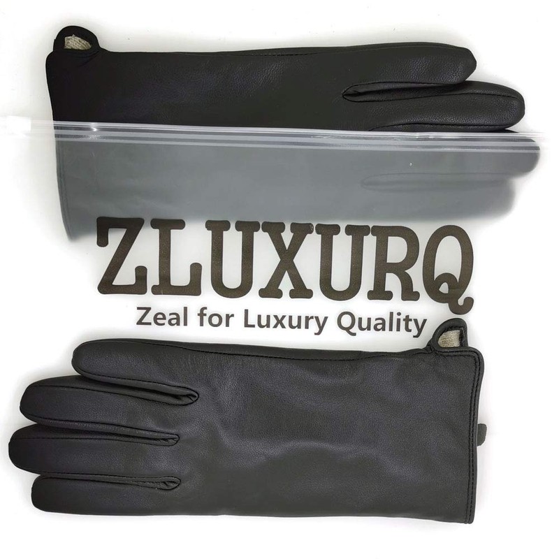 ZLUXURQ Womens Italian Soft Genuine Lambskin Leather Touchscreen Black Winter