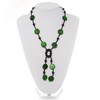 Avalaya Glass & Shell Bead Tassel Necklace in Bright Green