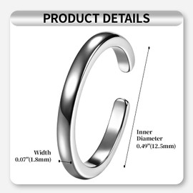 Cupimatch Toe Ring 925 Sterling Silver: Classic Adjustable Open Toe Ring 3 Styles Hypoallergenic Adjustable Band Ring Simple Summer Beach Foot Jewellery for Women Mother Girls, Stainless Steel