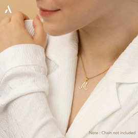 Amberta 9 Carat Gold Italian Charms Pendant for Men and Women, Letter Pendant Gold, Letter Pendant for Chains, Alphabet Pendant Gold