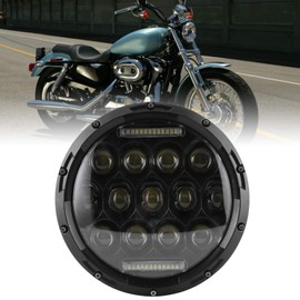 Aramox - Faro de motocicleta de 7 pulgadas, luz delantera redonda LED de 75 W, reemplazo de faro eficiente de alto rendimiento de 6500 K para