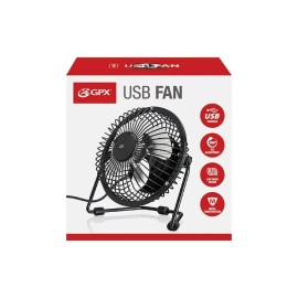GPX Mini 4" USB Personal Fan in Black, Compatible with Computers, Laptops & Port