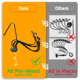 HOXIYA PRE-Wired Plug in Chandelier, 34.6" Black Chandelier with Long Cord Farmhouse Modern Hanging Light, Outdoor Lights for Gazebo Rustic Industrial for Living Room Bedroom