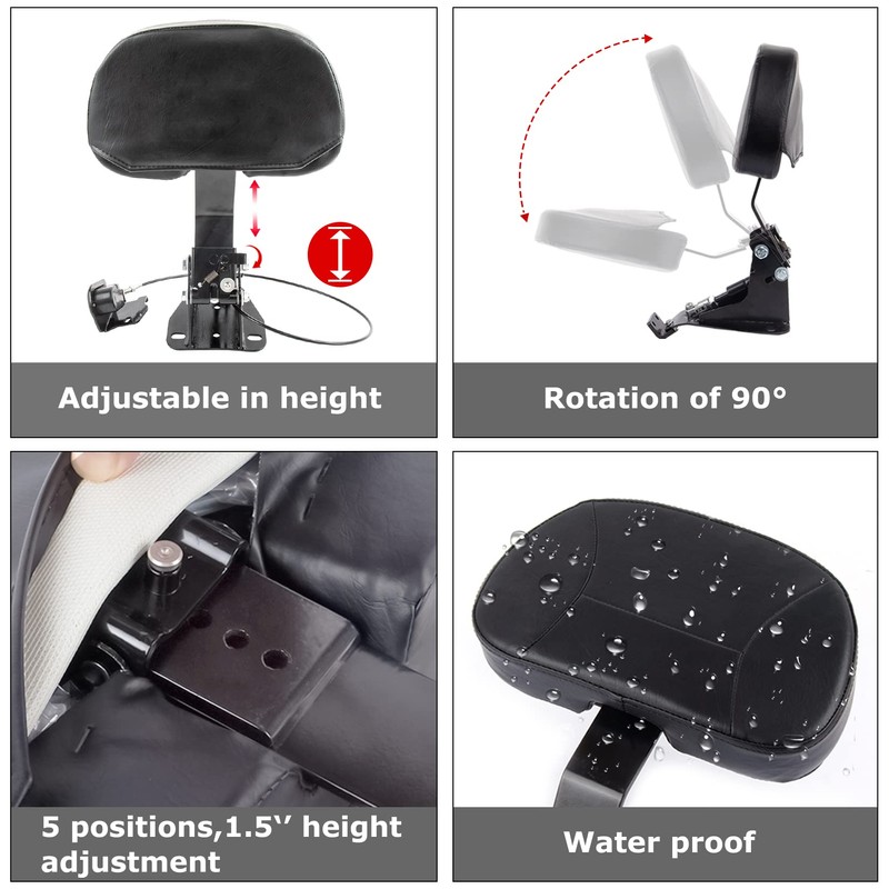 Adjust Rider Backrest - PSLER Foldable Driver Backrest for Touring
