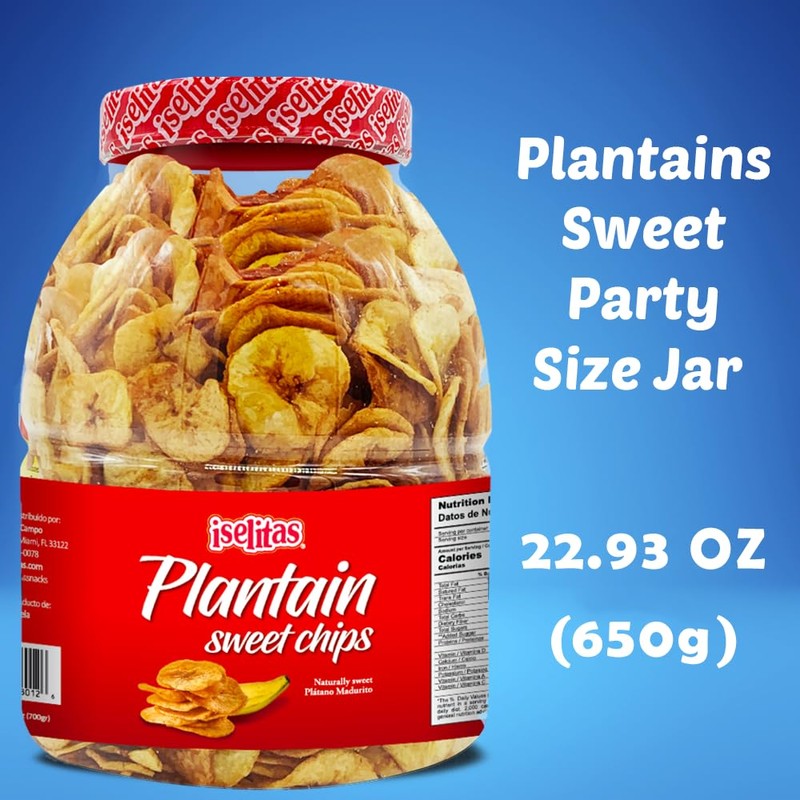 Iselitas | Plantain chip Salted Party Size Jar | Thin