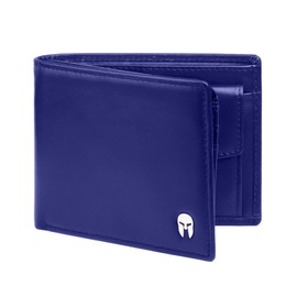SPARTANO Mens RFID Blocking Wallet with Coin Pocket Wallet with 11 Credit Card Pocket and 2 Bills, blue, Classic