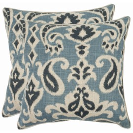 Safavieh Pillow Collection 22-Inch Paisley Pillow, Blue, Set of 2