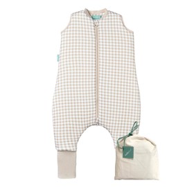 molis&co Baby Sleeping Bag with Feet and Socks, Ideal for Winter, Baby Sleep Sack with Legs, 2.5 TOG, 100% Cotton (OEKO-TEX 100), Premium Quality – Vichy Beige (70 cm)