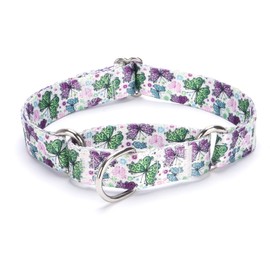 haoyueer Durable Nylon Martingale Dog Collar Adjustable Walking Training Dog Collar for Boys Girls XL 53-62cm Flower Butterfly Design