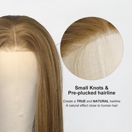 Jozlynn Mixed Medium Brown Lace Front Wigs for Women Pre-plucked Natural Hairline Long Straight Heat Resistant Synthetic Glueless Wig For Party Daily Wear