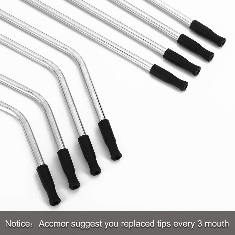 Accmor 44 Pcs Reusable Straws Tips, Black Silicone Straw Tip