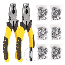 KHEARPSL 1800Pcs Wire Cage Clips and Pliers, Fencing Pliers Rabbit Chicken Wire Cage Fasteners Hog Ring Pliers, J Clips Tool for Assembling and Building Wire Cages, Wire Fence Fastener Tool