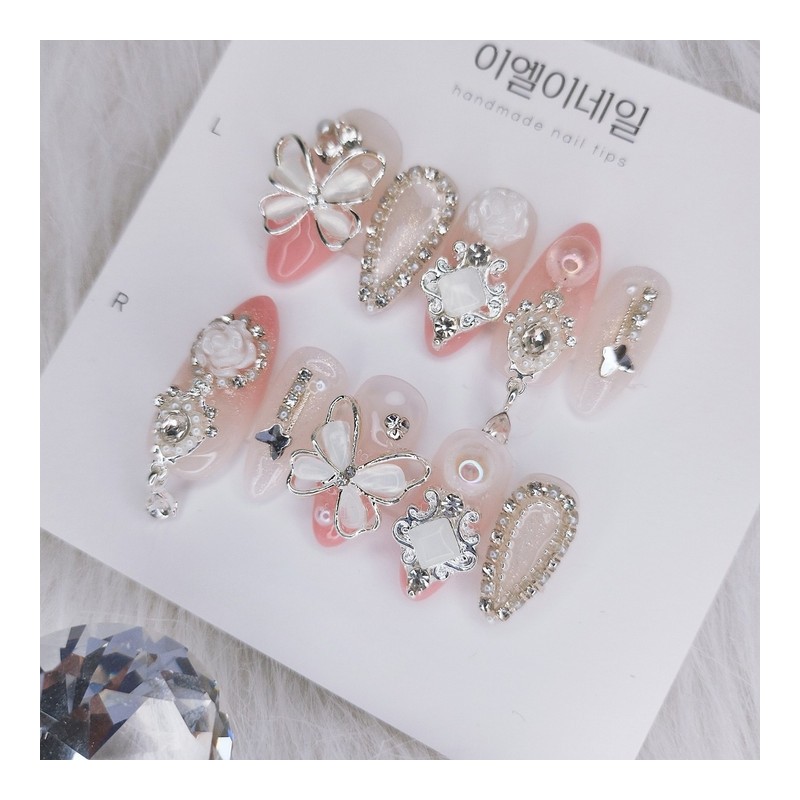 [Premium Nail] Pearl Butterfly Gradient Nail Handmade Nail Tip -