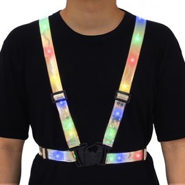 DRESBE LED Running Vest Lighted Skull Safety Vest Light Up Night Walking Gear for Men and Women