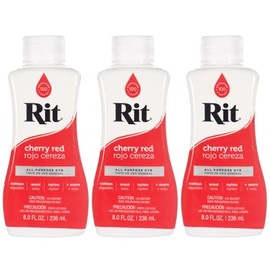 Rit Dye – 8 Oz. Liquid Fabric Dye for Clothing, Décor, and Crafts – Cherry Red (3 Pack)