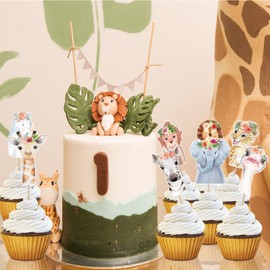 Decoración para cupcakes de animales de la selva para fiestas de cumpleaños