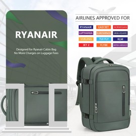 OTAHGK Hand Luggage 40 x 20 x 25 for Ryanair Underseat Travel Backpack 20L Waterproof Cabin Pockets Aeroplane Laptop Backpack Casual Daypack School Office Bag, light green, Casual