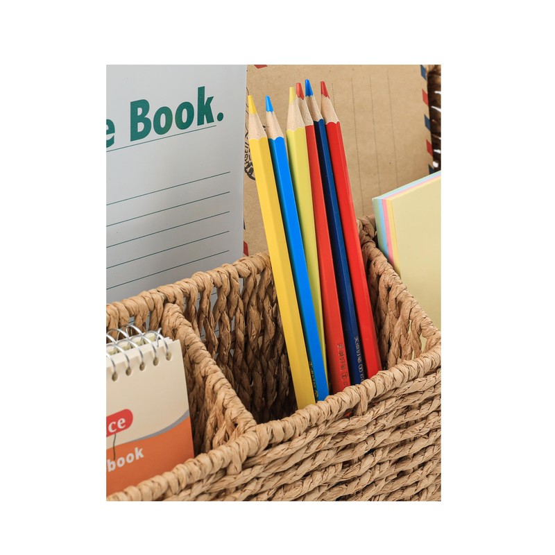 DINGTAI Rattan Desk Organizer, Tabletop Mail Holder, 5 Slot Mail
