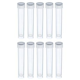 PATIKIL 10ml Liquid Meter Test Tube Measuring Tube Plastic 10pcs Freezer Container Storage Clear Screw Cap for Laboratory Science, Clear