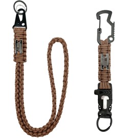 DDOUT Heavy Duty Paracord Badge Lanyard and Keychain with USA Flag, Tactical Braided Military Lanyard for Keys