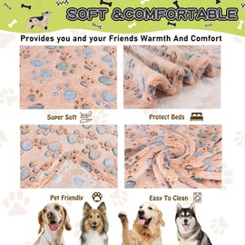 Rezutan Dog Blankets for Dogs - Large & Medium Soft Fuzzy Flannel Pet Blankets for Dogs & Cats, Washable, Reversible Cow Print, Comfortable & Cozy, 60" x 50" (Brown)