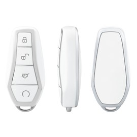 OFFCURVE Key Cover Car Key Case Key Cover Key Case Protective Cover Fits BYD Han Tang Song Yuan Qin Seal Dolphin, white / silver