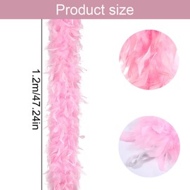 QIBZI Boas Decorative Feather Strips, Rose Red Turkey Feather Strips, Fire Strips, Intertwined Feather Strips, Clothing Accessories (120cm)