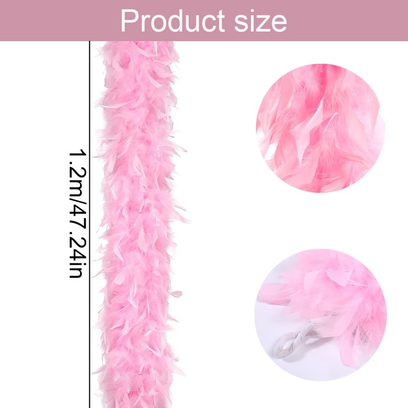 QIBZI Boas Decorative Feather Strips, Rose Red Turkey Feather Strips,
