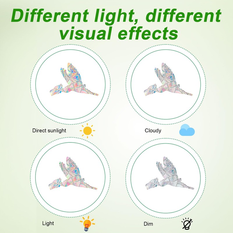 6 Sheets Anti-Collision Window Stickers, Window Stickers with Rainbow Reflection
