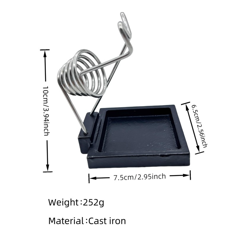 Soldering Iron Stand, Heavy Duty Cast Iron Base, Threaded Spring