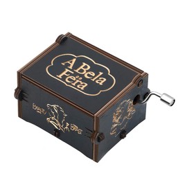 Hefonti Beauty and The Beast Music Box Gift for Girlfriend Wife, Hand Crank Wooden Musical Box Birthday Anniversary Christmas Valentine Day Gift