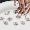 12Pcs Planet Nail Charms for Nails Pink Silver Nail Gems